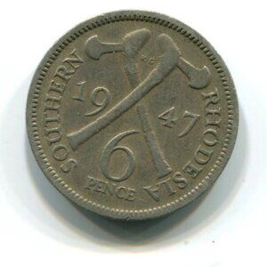 1947 Southern Rhodesia 6p Coin (b757-18)